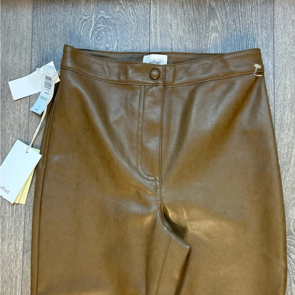 Aritzia Wilfred Adele Pant Flared Wide Leg Vegan Faux Leather Trouser High Rise - Picture 9 of 16